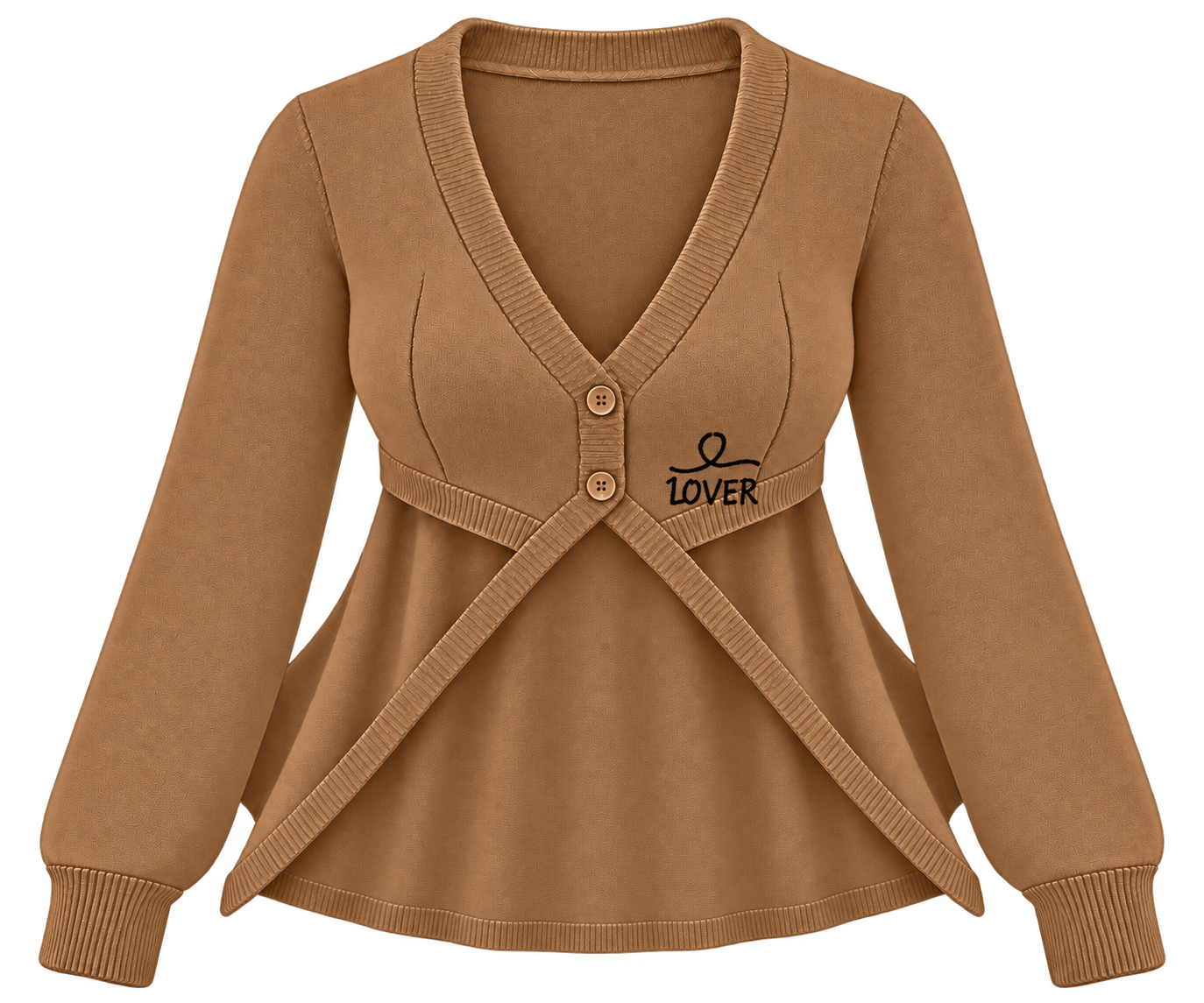 1OVER Longback Cape Knit Cardigan — Caramel