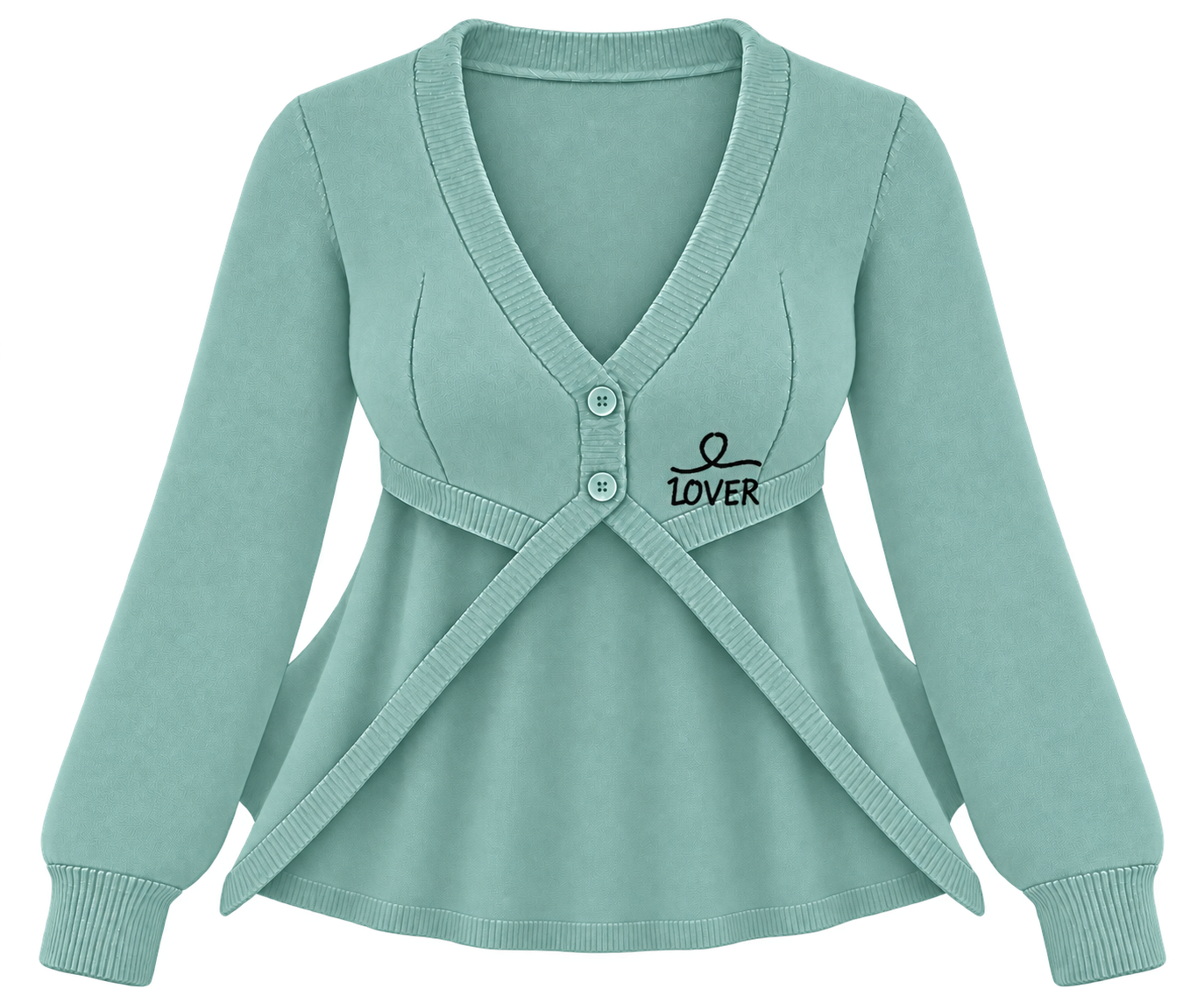 1OVER Longback Cape Knit Cardigan — Seafoam