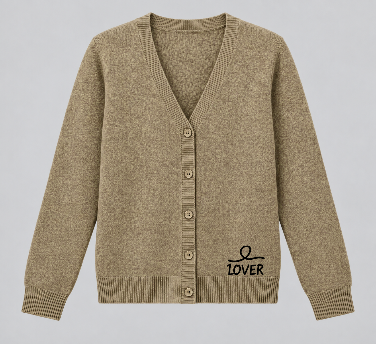 1OVER V-Neck Cardigan — Khaki
