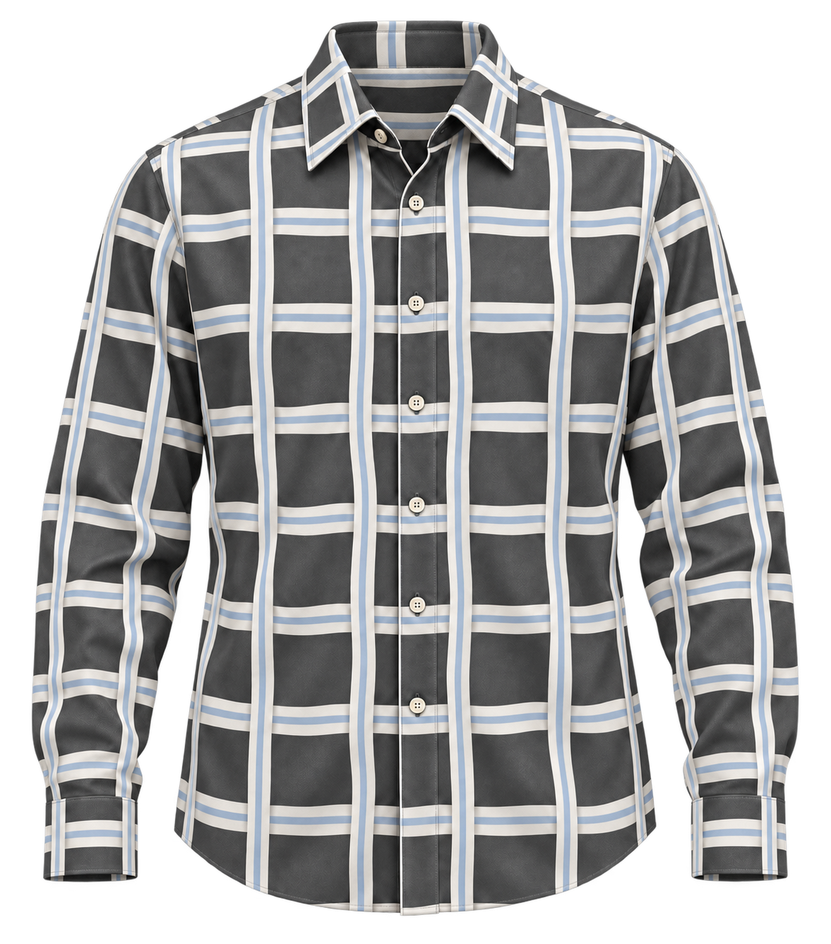 1OVER Ribbon Path Check Shirt — Charcoal Gray