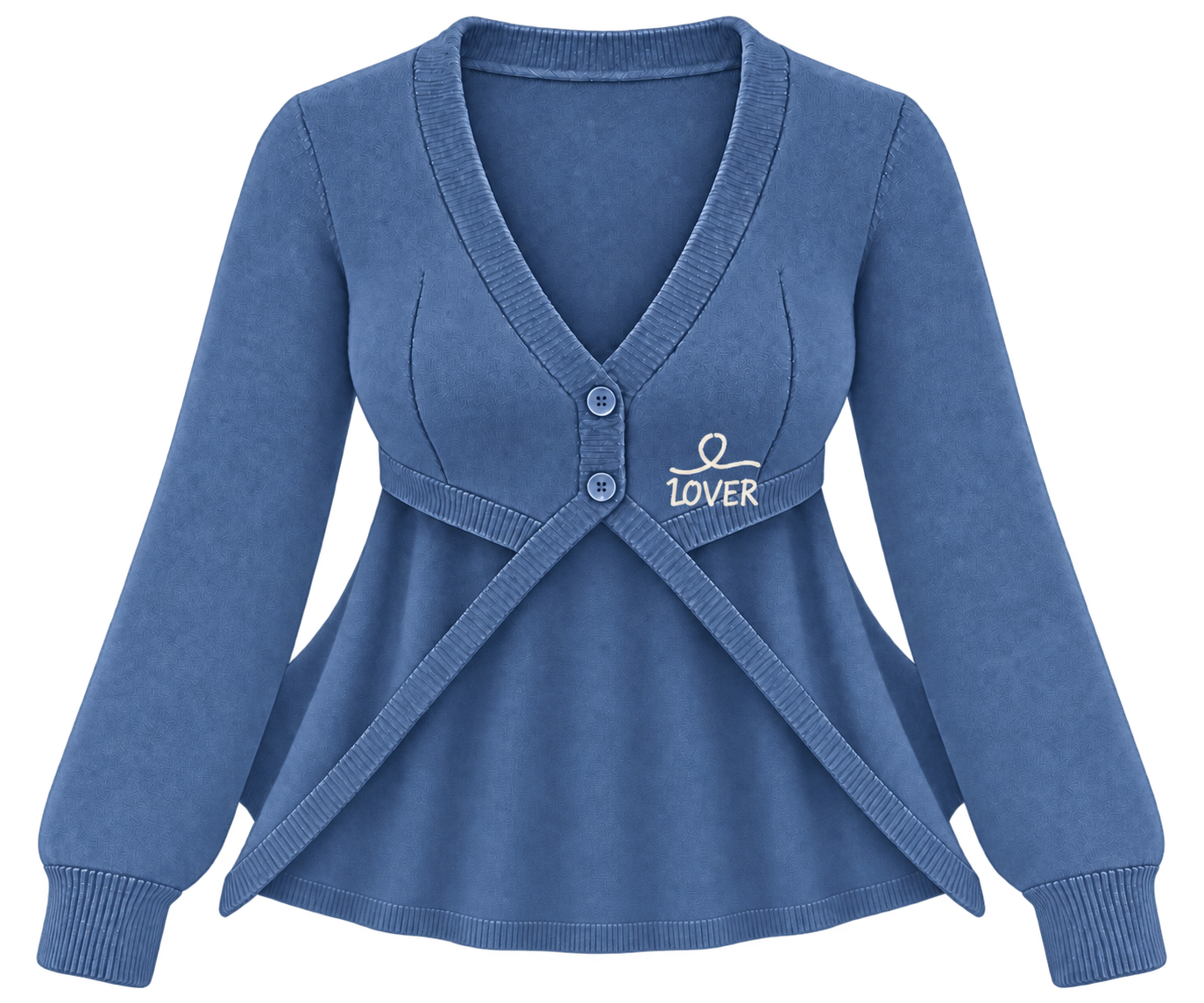 1OVER Longback Cape Knit Cardigan — Denim Blue