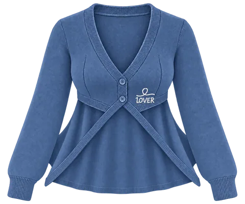 1OVER Longback Cape Knit Cardigan — Denim Blue