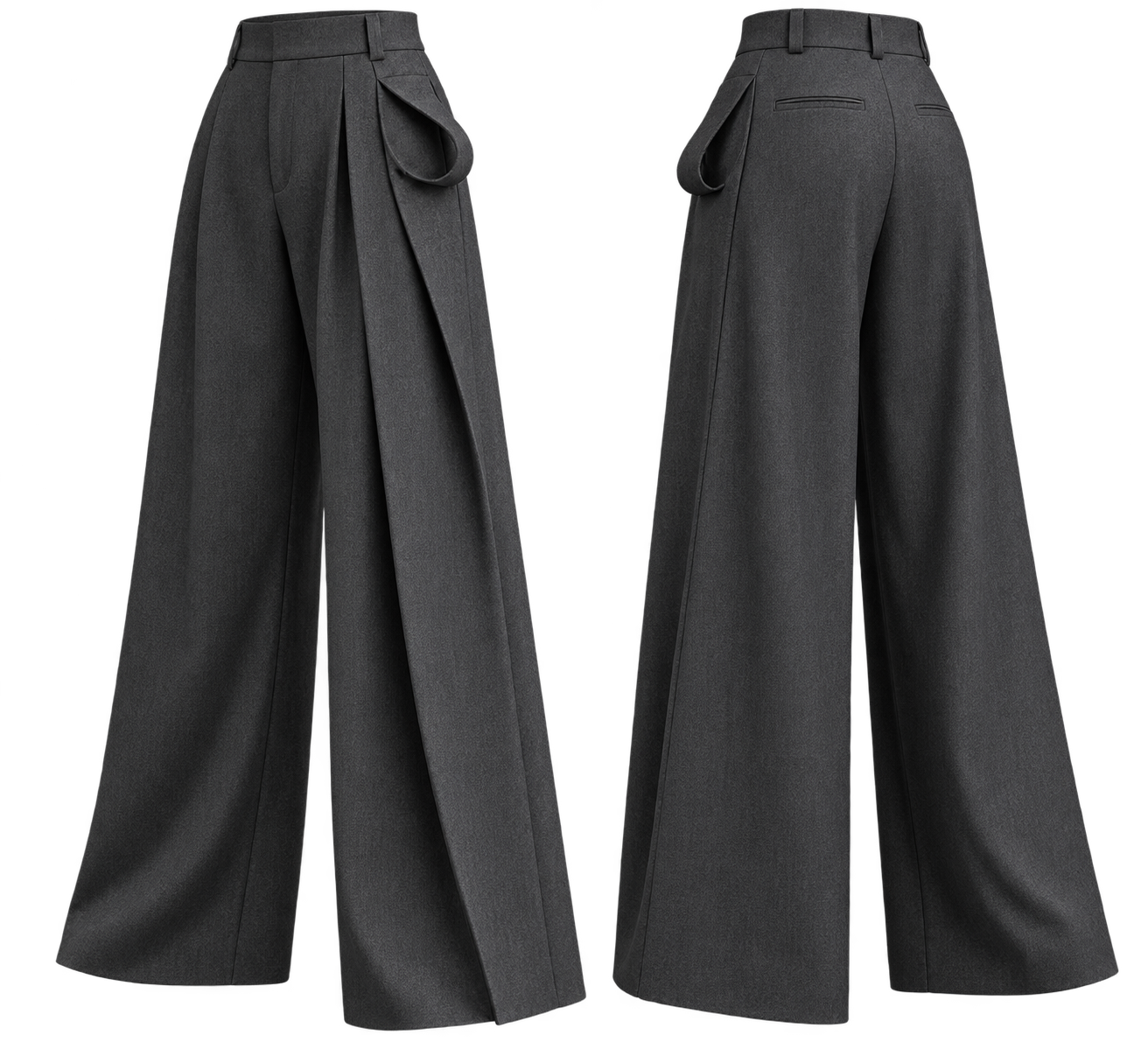 1OVER Loop Pleat Trousers — Charcoal