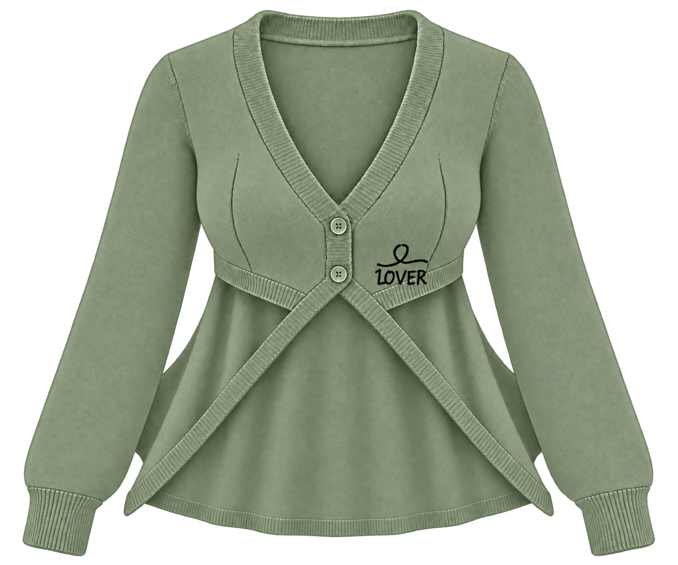 1OVER Longback Cape Knit Cardigan — Sage