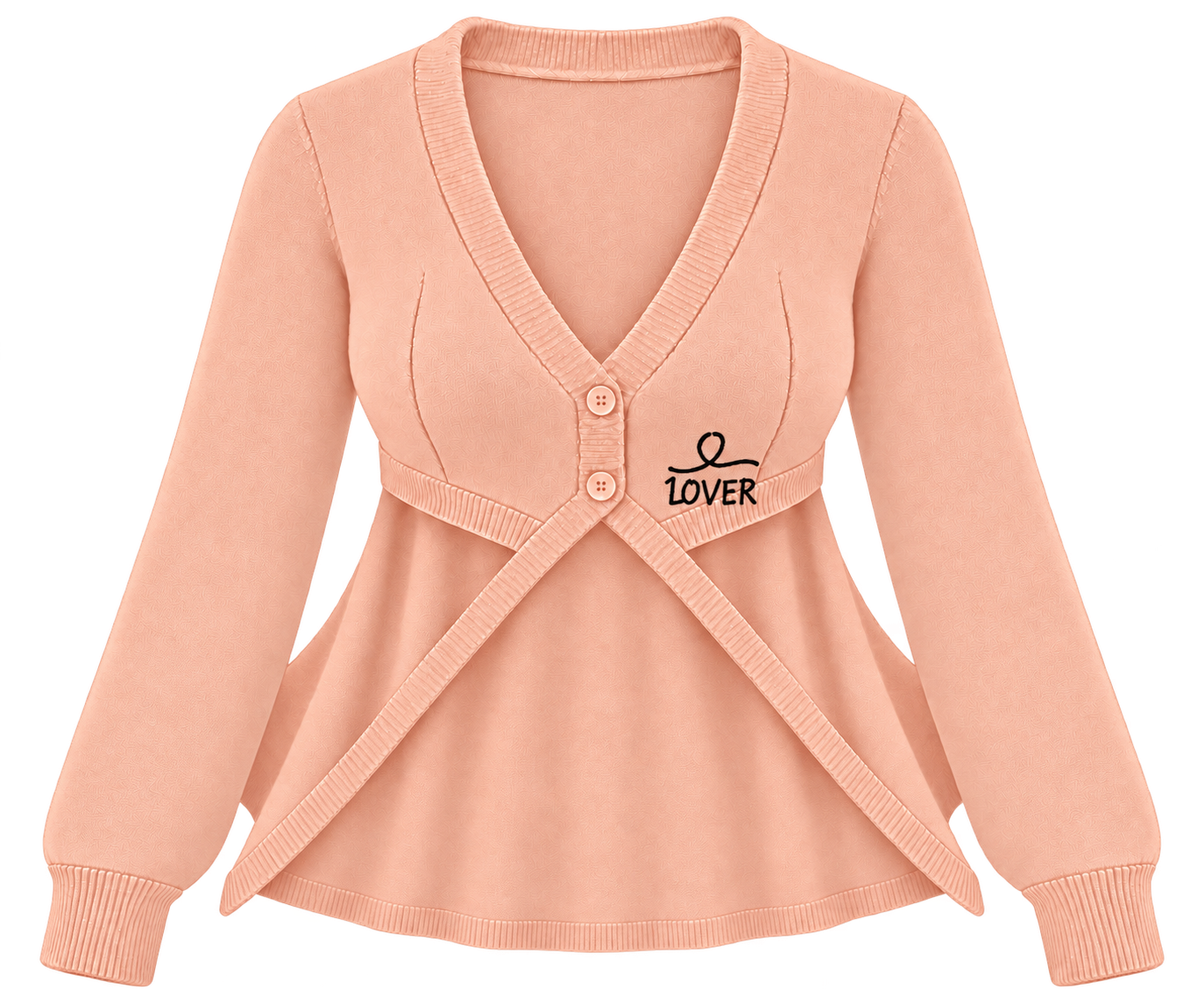 1OVER Longback Cape Knit Cardigan — Peach