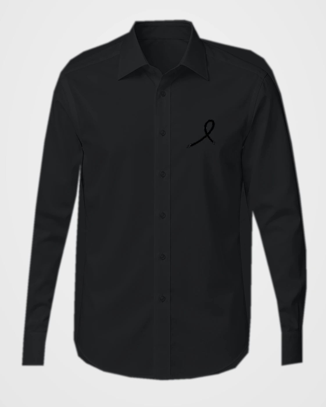 1OVER Ribbon Chest Dress Shirt — Black