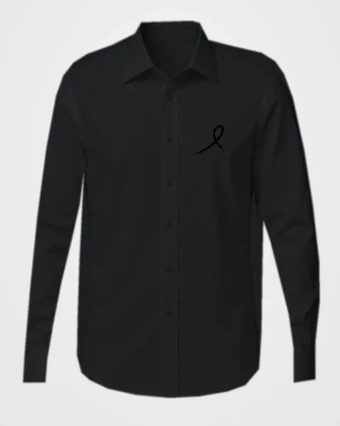 1OVER Ribbon Chest Dress Shirt — Black
