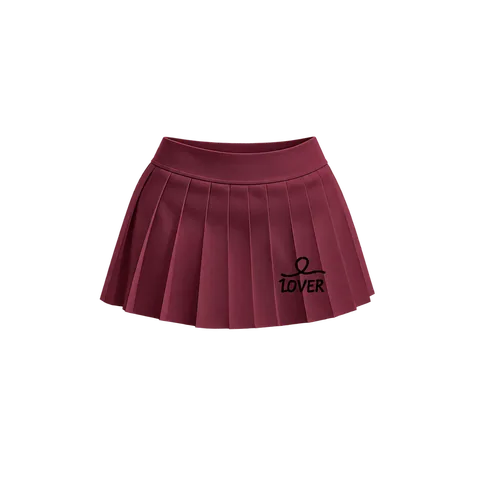1OVER Pleated Mini Skirt — Burgundy