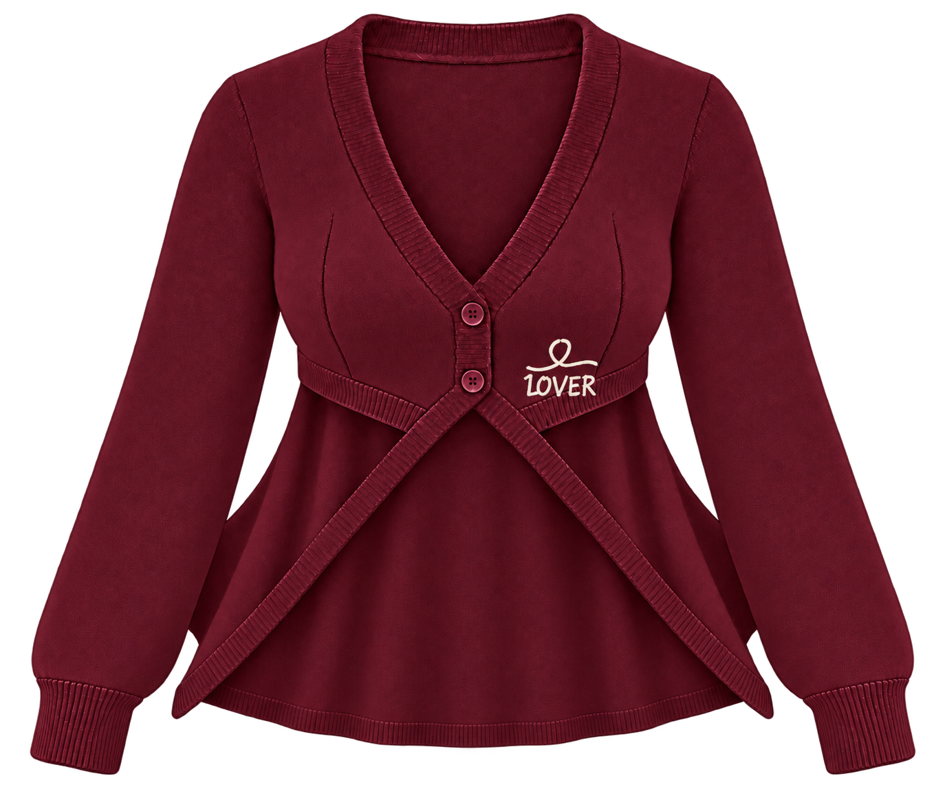1OVER Longback Cape Knit Cardigan — Burgundy