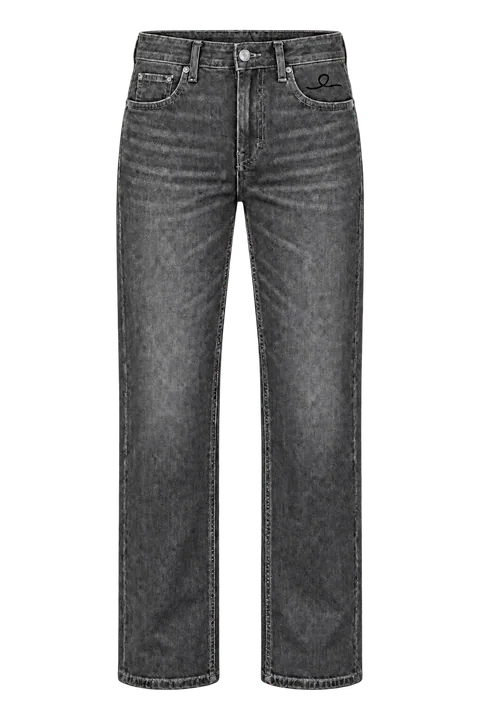 1OVER Ribbon Straight Jeans — Charcoal Gray