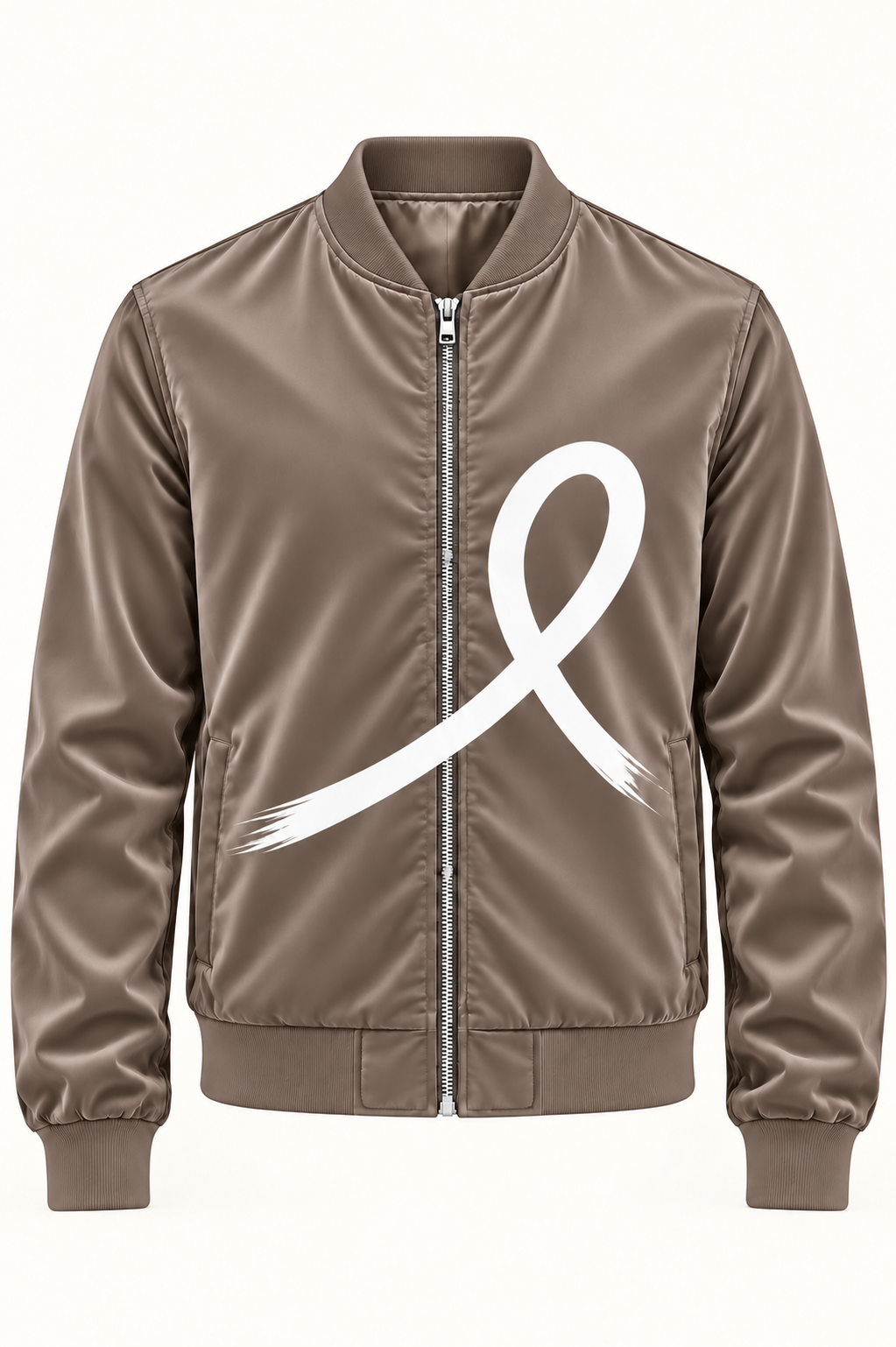 1OVER Ribbon Bomber Jacket — Taupe