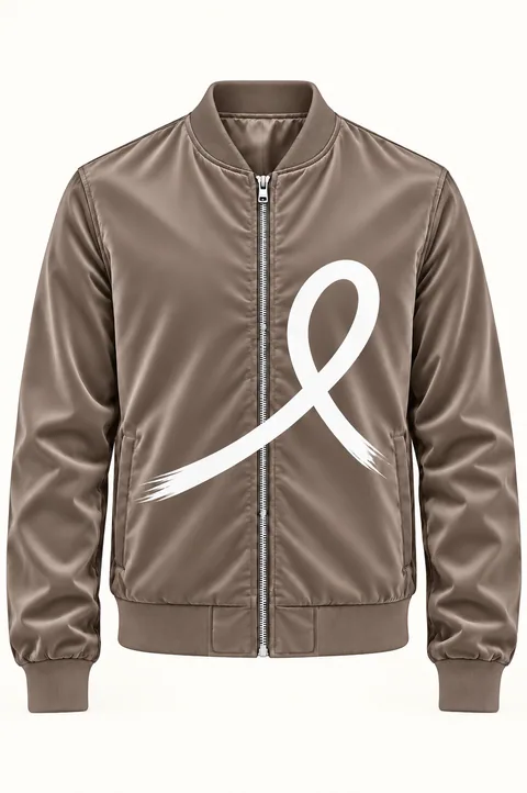 1OVER Ribbon Bomber Jacket — Taupe