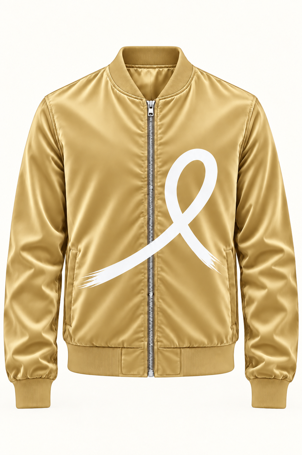 1OVER Ribbon Bomber Jacket — Soft Gold