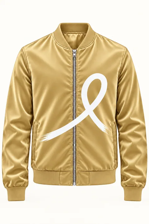 1OVER Ribbon Bomber Jacket — Soft Gold