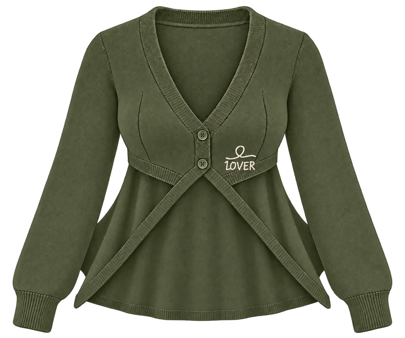 1OVER Longback Cape Knit Cardigan — Olive