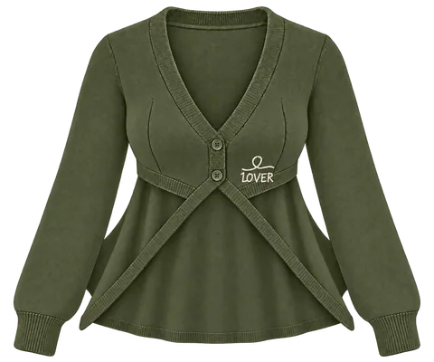 1OVER Longback Cape Knit Cardigan — Olive