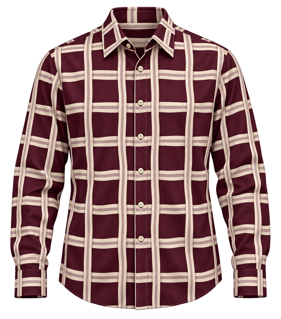 1OVER Ribbon Path Check Shirt — Burgundy