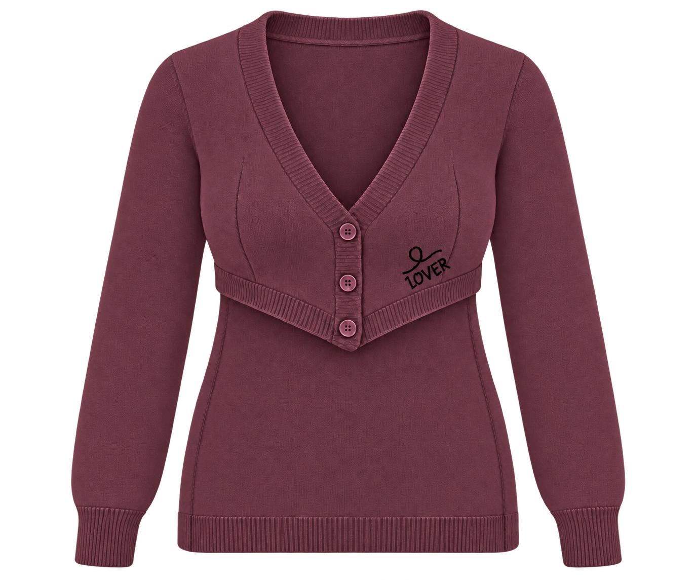1OVER Longback Cardigan Bra — Burgundy