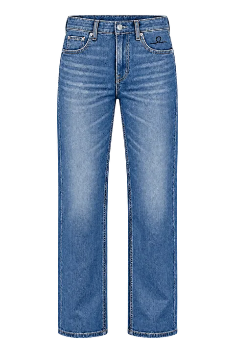 1OVER Ribbon Straight Jeans — Medium Wash