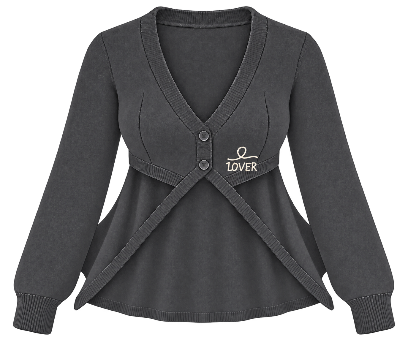 1OVER Longback Cape Knit Cardigan — Charcoal