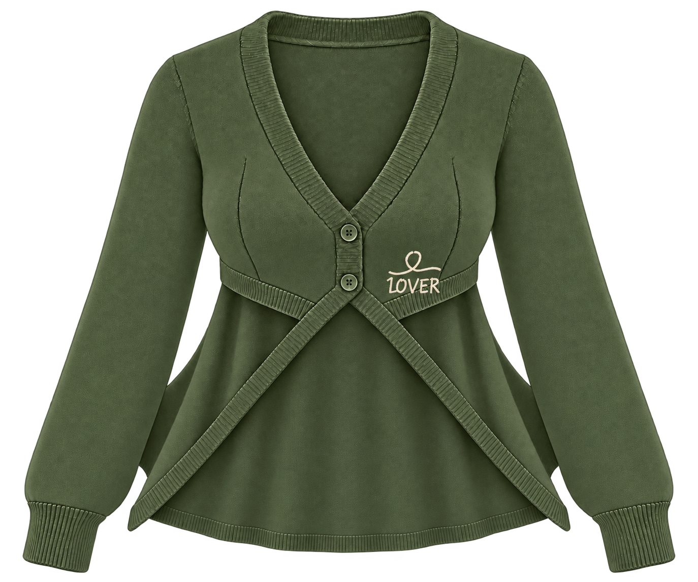 1OVER Longback Cape Knit Cardigan — Moss