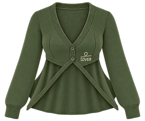 1OVER Longback Cape Knit Cardigan — Moss