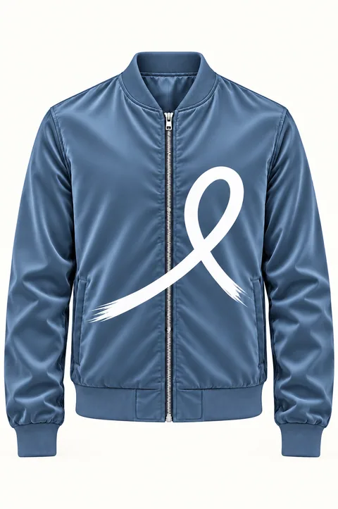 1OVER Ribbon Bomber Jacket — Steel Blue