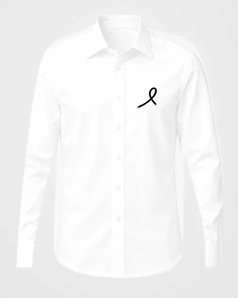 1OVER Ribbon Chest Dress Shirt — White