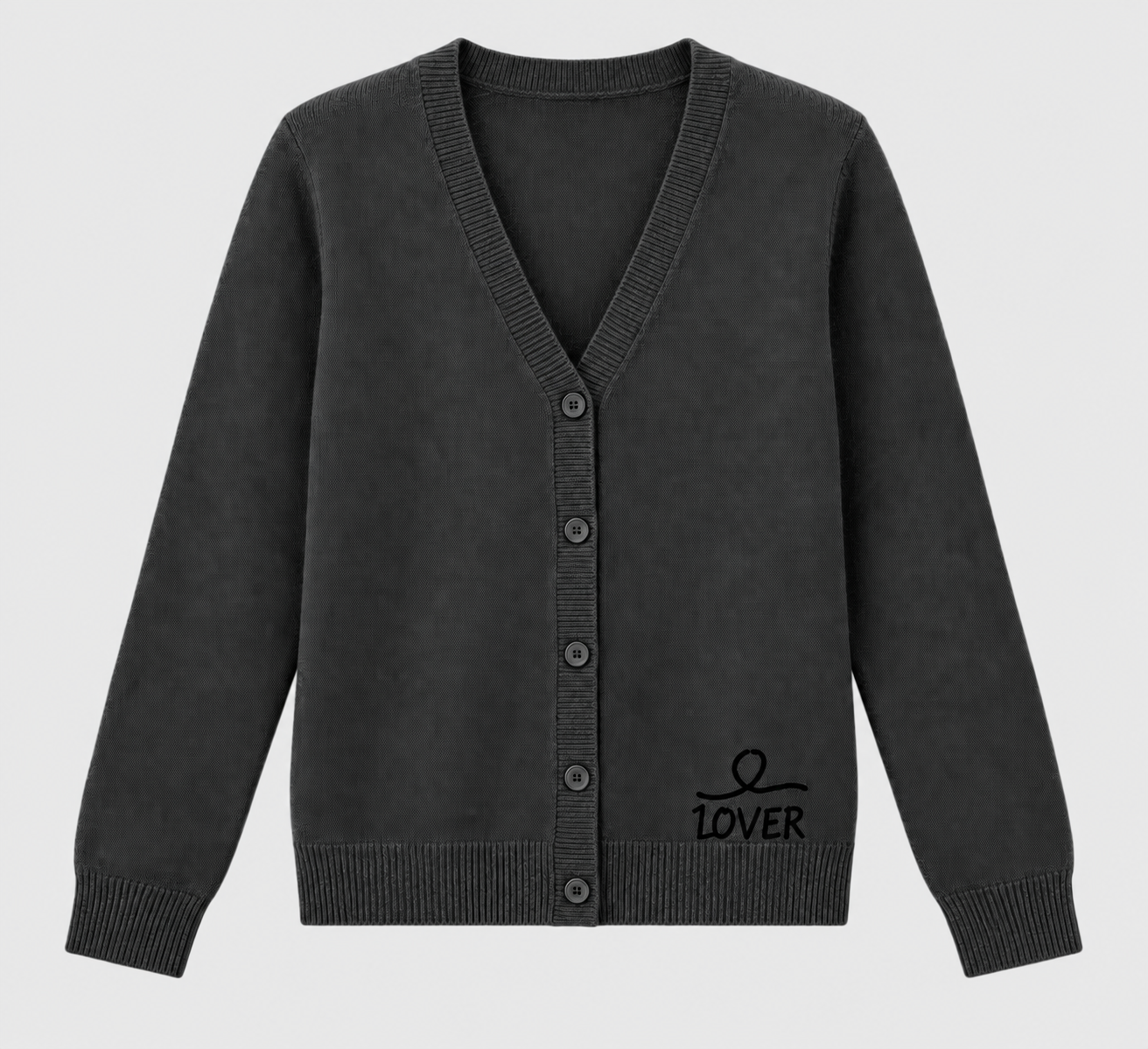 1OVER V-Neck Cardigan — Charcoal