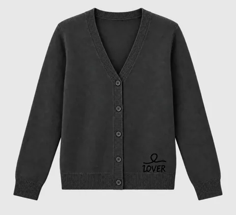1OVER V-Neck Cardigan — Charcoal