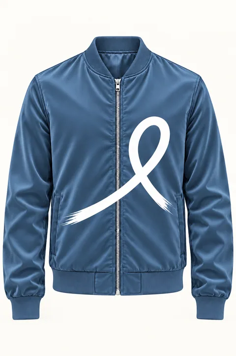 1OVER Ribbon Bomber Jacket — Denim Blue