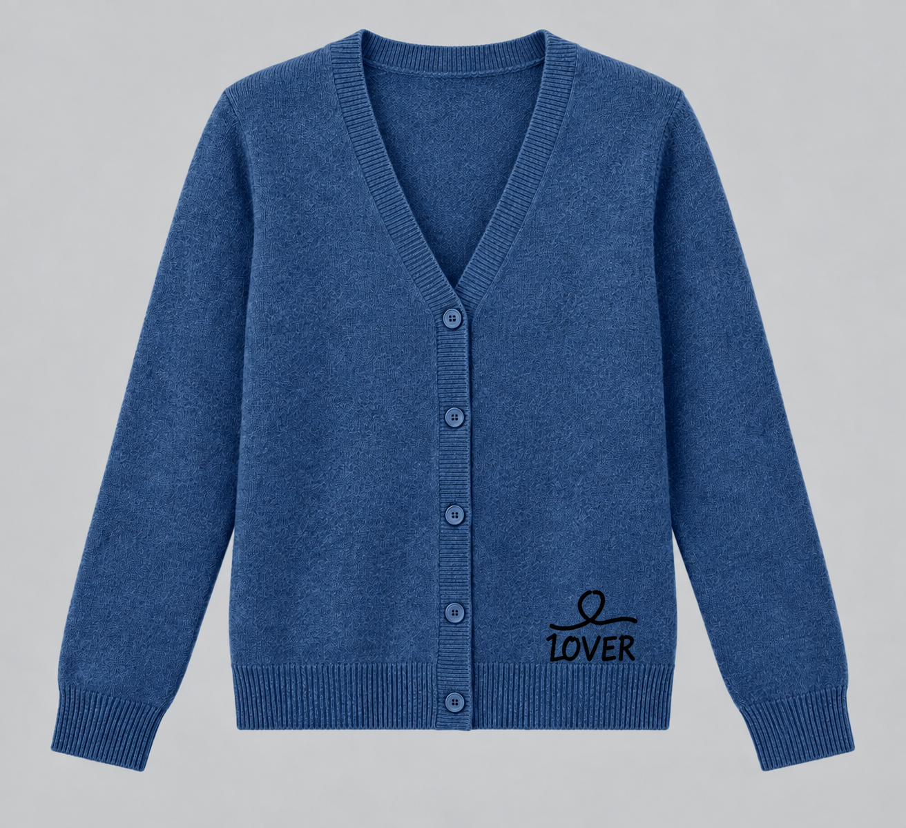 1OVER V-Neck Cardigan — Denim Blue