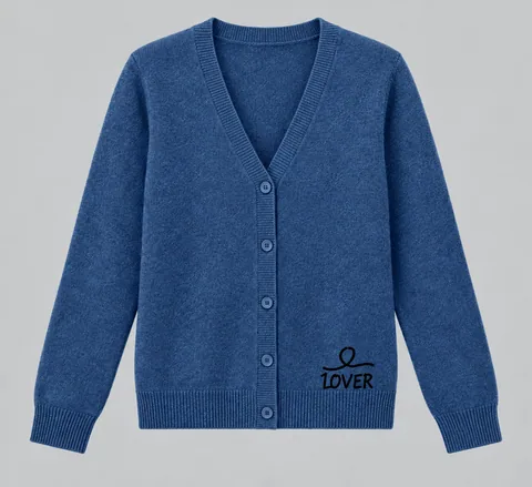 1OVER V-Neck Cardigan — Denim Blue