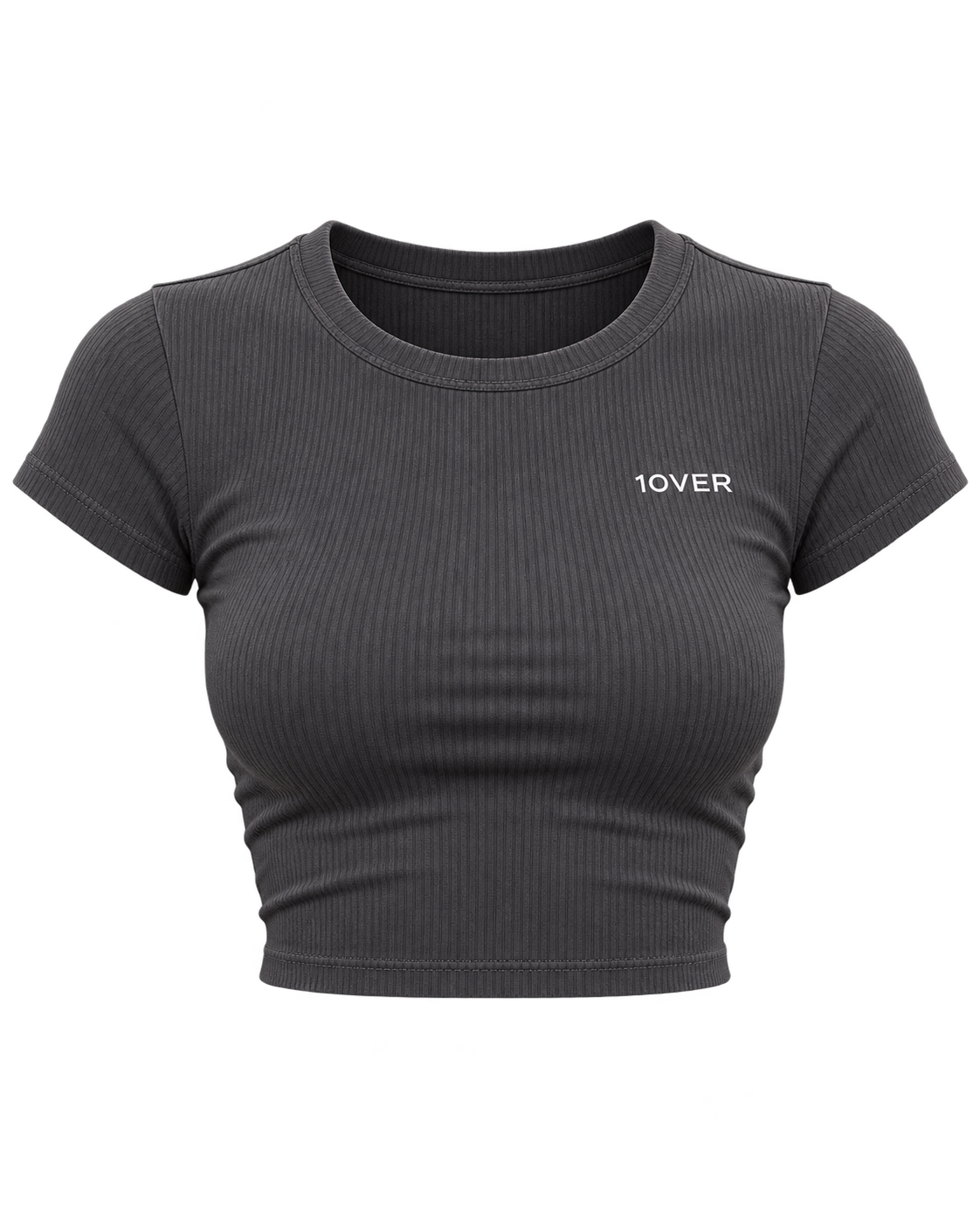 1OVER Ribbed Crop Tee — Charcoal