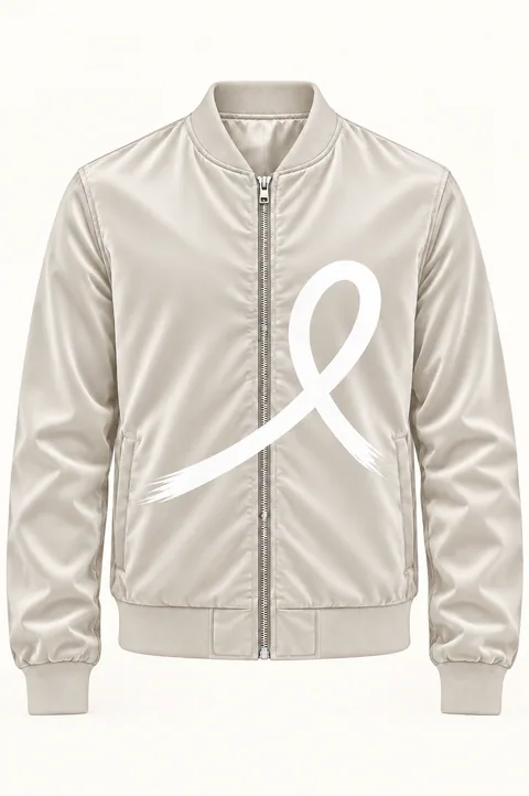 1OVER Ribbon Bomber Jacket — Pearl