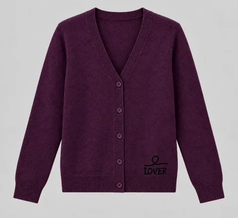 1OVER V-Neck Cardigan — Aubergine