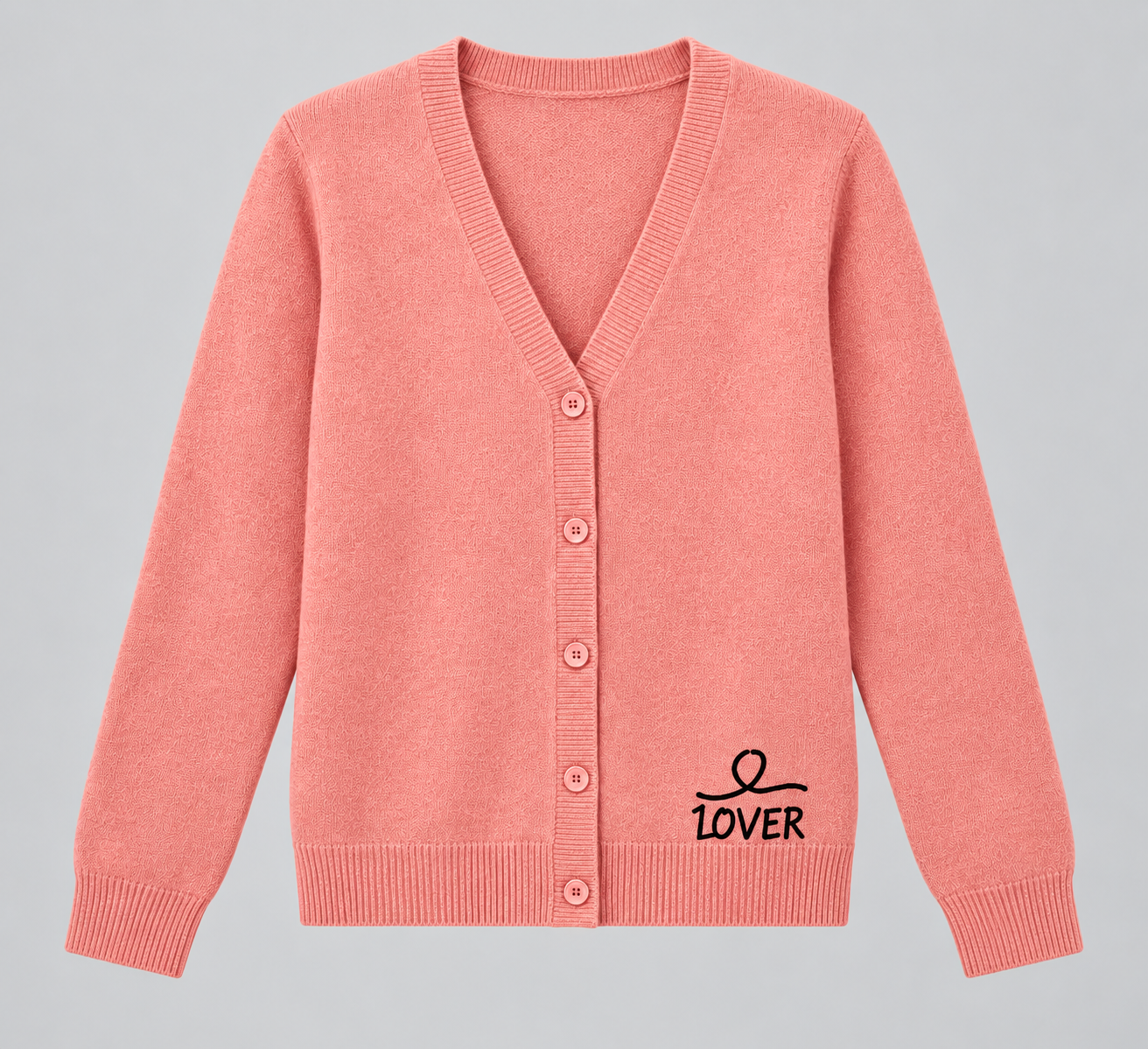 1OVER V-Neck Cardigan — Salmon