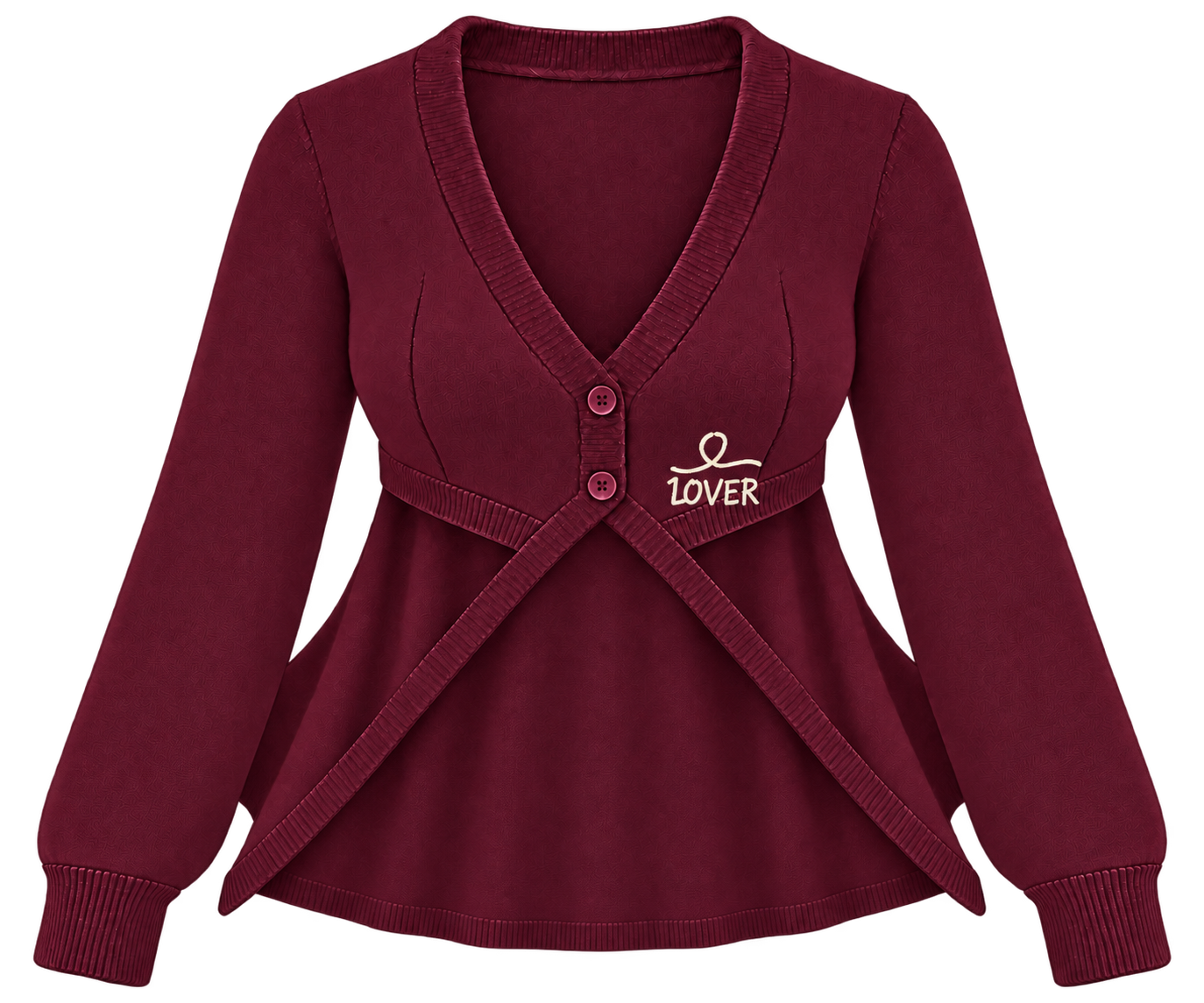1OVER Longback Cape Knit Cardigan — Wine