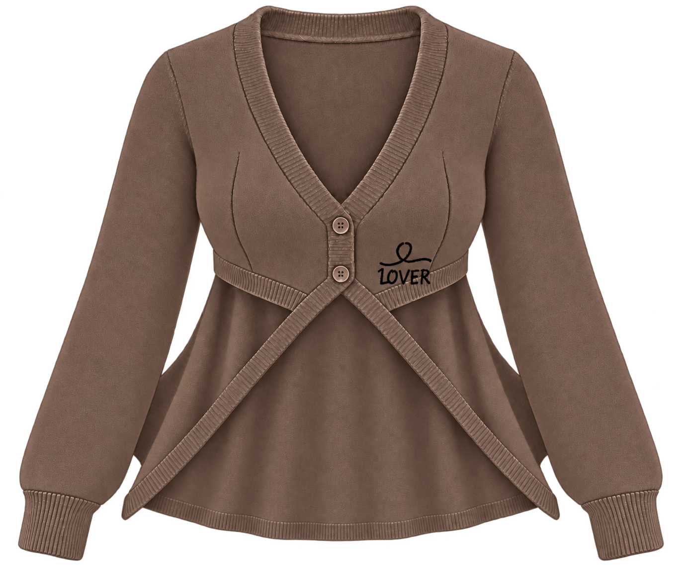 1OVER Longback Cape Knit Cardigan — Mocha