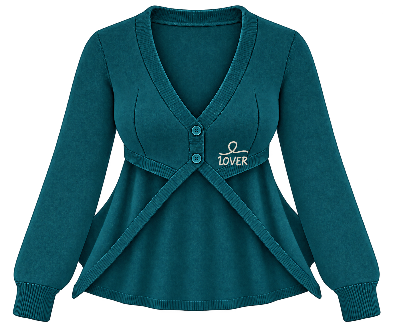 1OVER Longback Cape Knit Cardigan — Teal