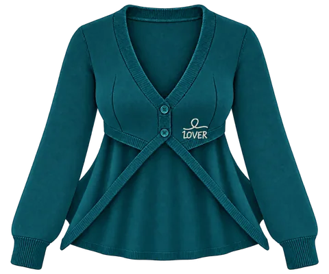 1OVER Longback Cape Knit Cardigan — Teal