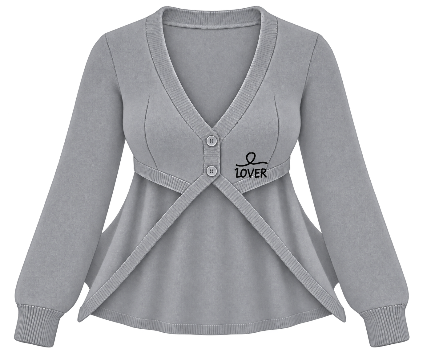 1OVER Longback Cape Knit Cardigan — Silver Gray
