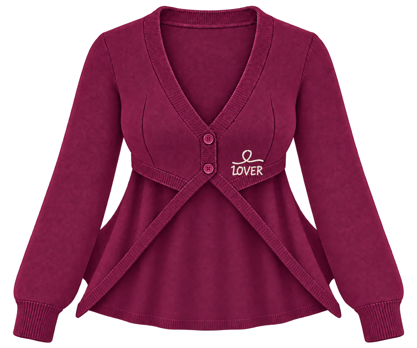 1OVER Longback Cape Knit Cardigan — Berry