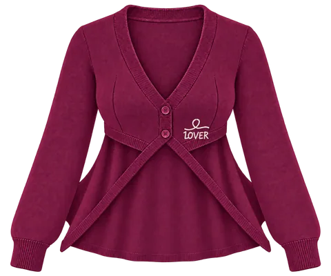 1OVER Longback Cape Knit Cardigan — Berry