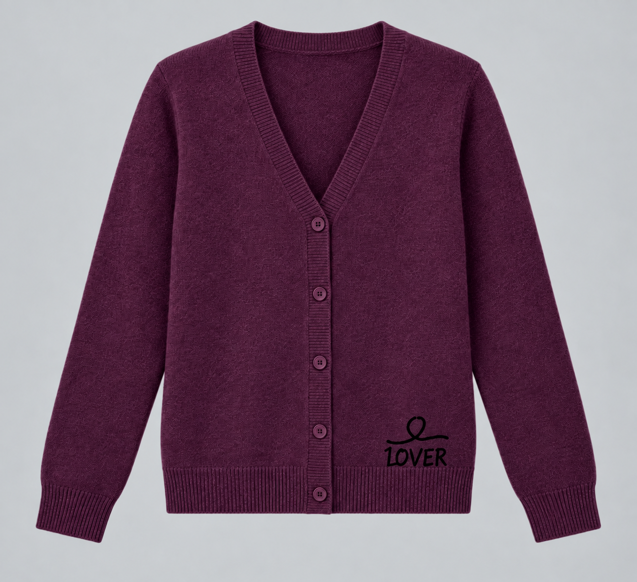 1OVER V-Neck Cardigan — Plum