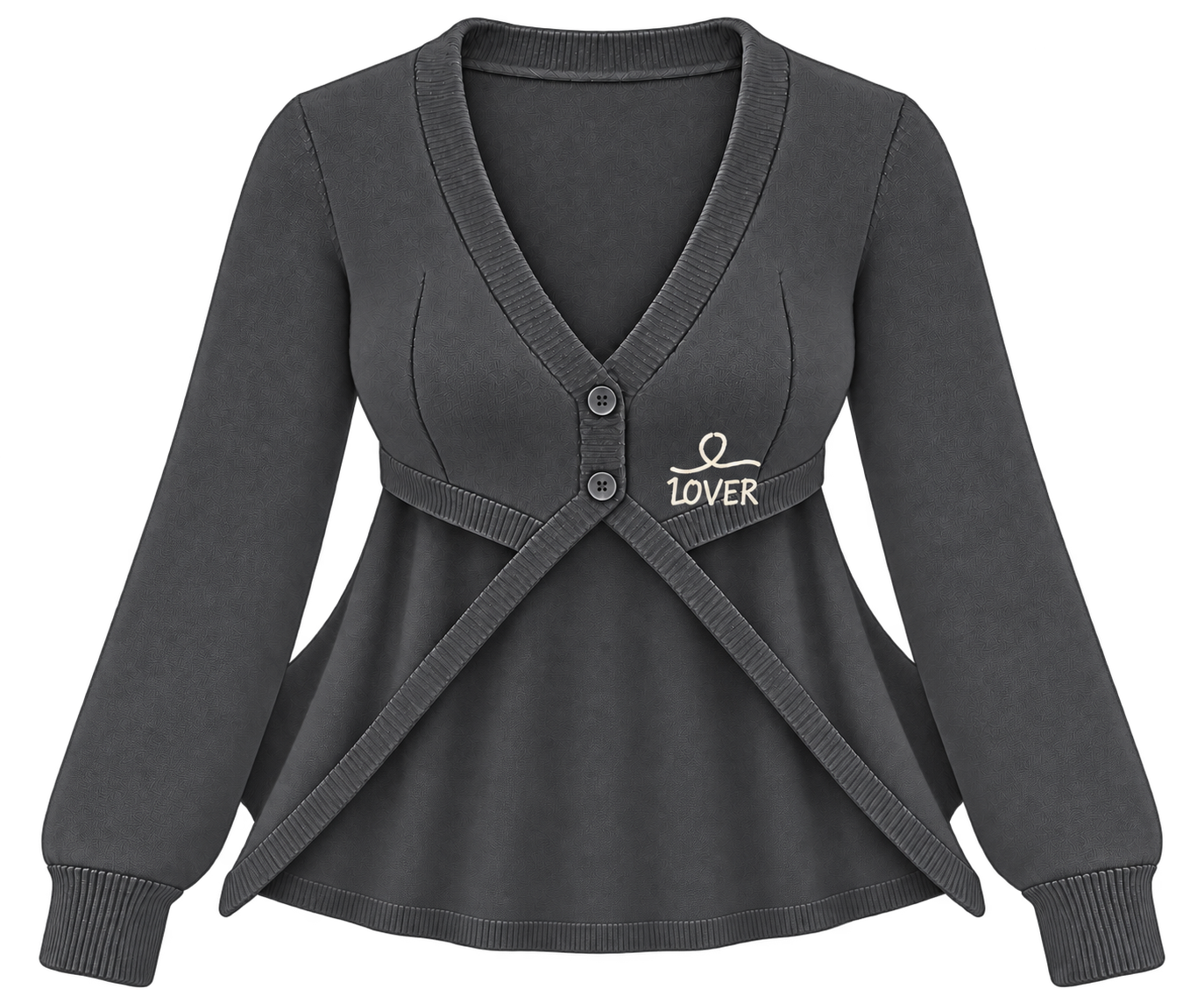 1OVER Longback Cape Knit Cardigan — Graphite