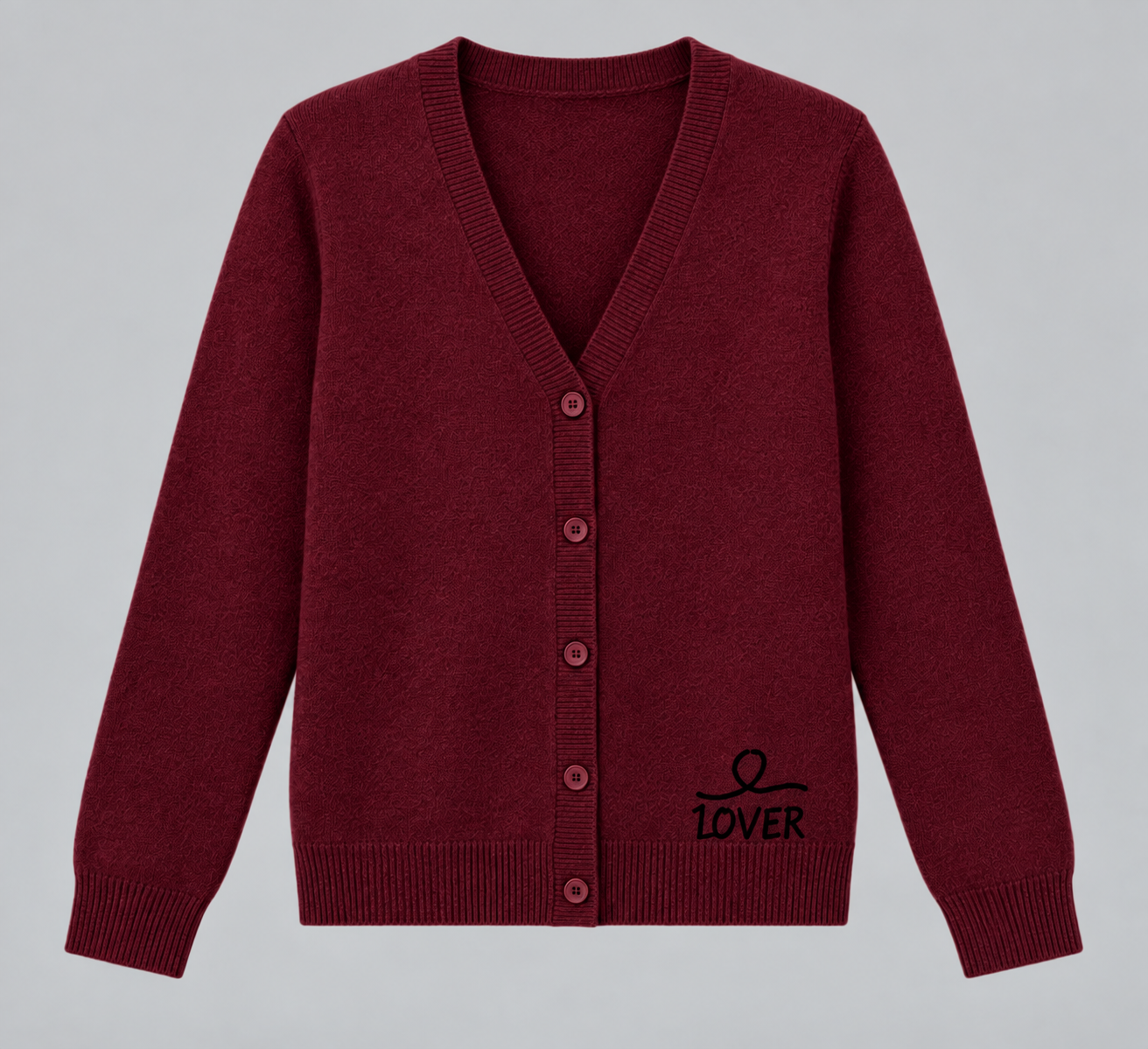 1OVER V-Neck Cardigan — Burgundy