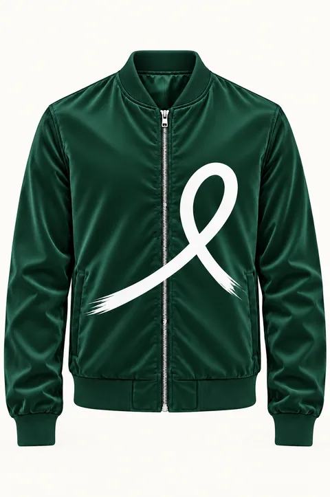 1OVER Ribbon Bomber Jacket — Bottle Green