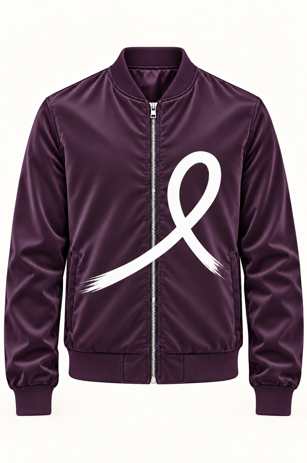 1OVER Ribbon Bomber Jacket — Aubergine