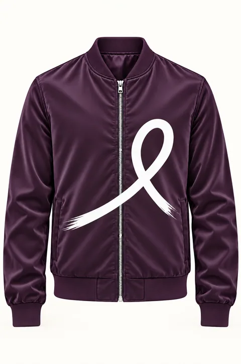 1OVER Ribbon Bomber Jacket — Aubergine